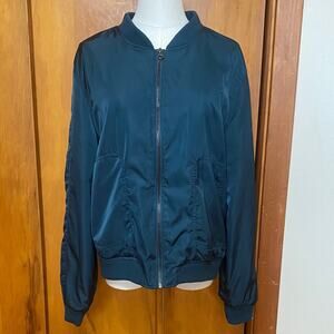 Hei Hei Teal Green Bomber Jacket Zip Up Pockets Light Shine Anthropologie Brand